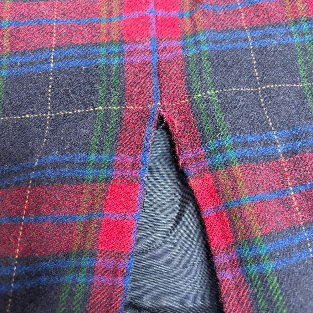 Pendleton vintage plaid Skirt pure Wool navy red blue 26 waist Flaw- liner - Picture 3 of 9